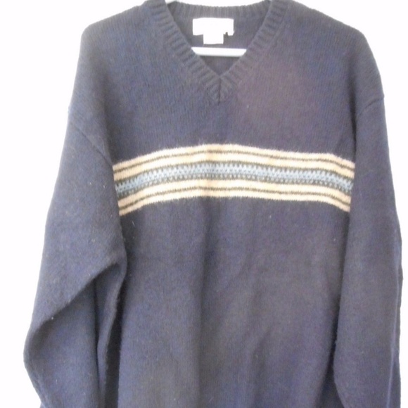 J. Crew Other - J. Crew Navy Blue/Beige 100% Wool Sweater Size XL